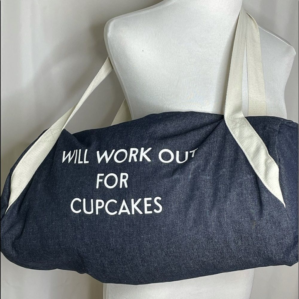 “Will Work Out For Cupcakes” Gym Bag Denim